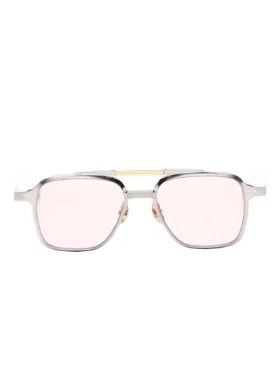 Massada White Circle Sunglasses In Silver