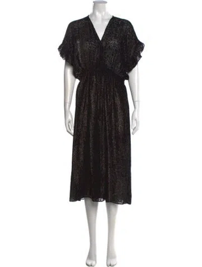Pre-owned Masscob Animal Print Long Dress In Black