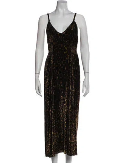 Pre-owned Masscob Animal Print Midi Length Dress In Black