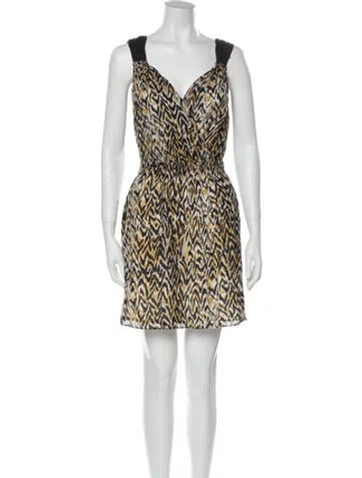 Pre-owned Masscob Animal Print Mini Dress In Brown