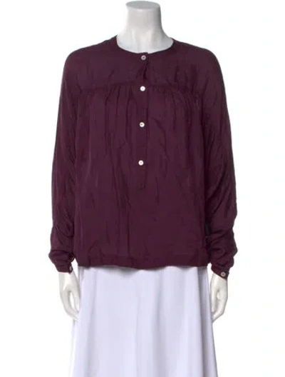 Pre-owned Masscob Crew Neck Long Sleeve Blouse In Purple