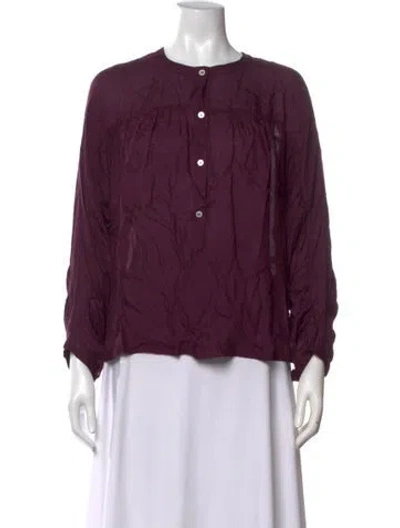 Pre-owned Masscob Crew Neck Long Sleeve Blouse In Purple