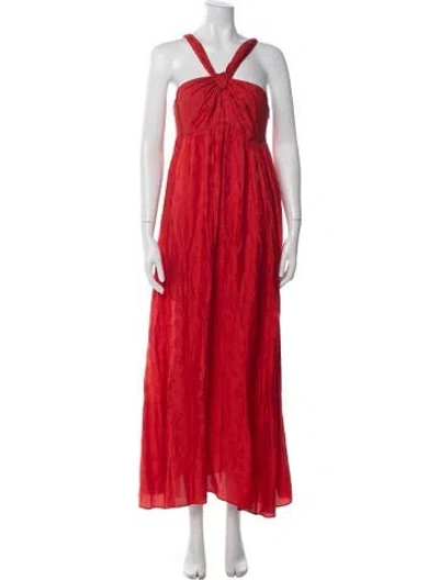 Pre-owned Masscob Floral Print Long Dress In Red