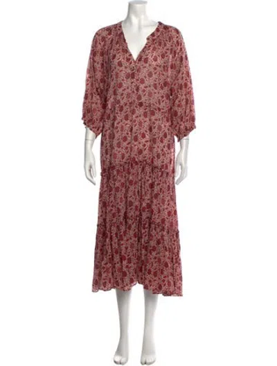 Pre-owned Masscob Floral Print Long Dress In Red
