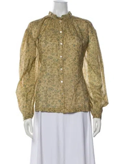 Pre-owned Masscob Floral Print Long Sleeve Blouse In Neutral