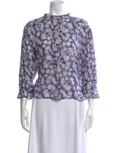 Pre-owned Masscob Floral Print Long Sleeve Blouse In Purple