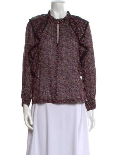 Pre-owned Masscob Floral Print Mock Neck Blouse In Multi