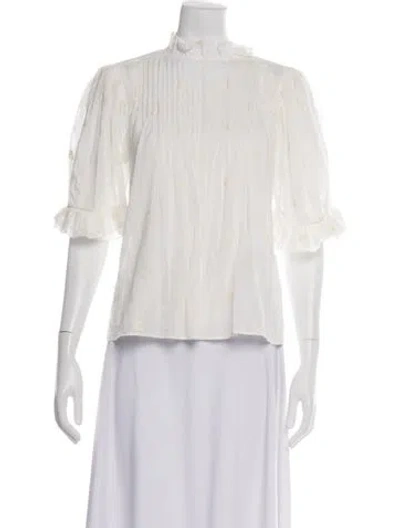 Pre-owned Masscob Floral Print Short Sleeve Blouse In Neutrals