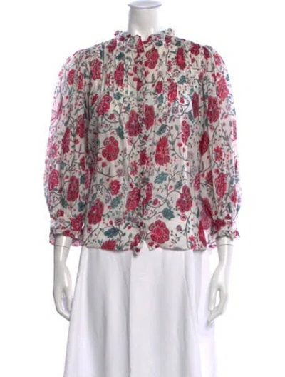 Pre-owned Masscob Floral Print Three-quarter Sleeve Blouse In Multi