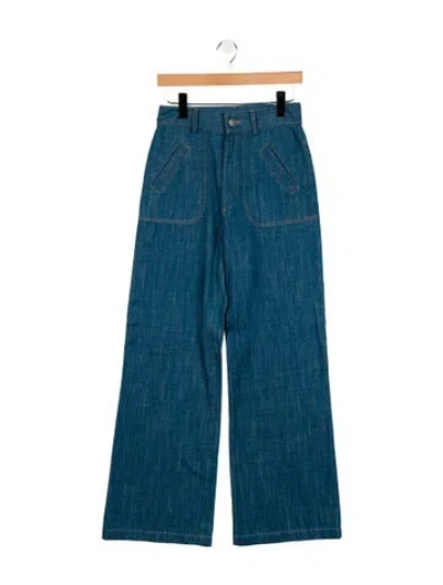 Pre-owned Masscob High-rise Wide Leg Jeans In Blue
