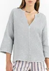 Masscob Irvine Split Neck Top In Asphalt In Black