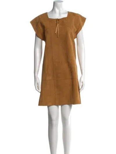 Pre-owned Masscob Lamb Leather Mini Dress In Brown