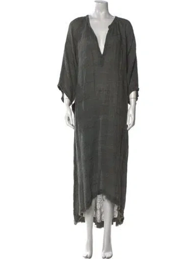 Pre-owned Masscob Linen Long Dress In Gray