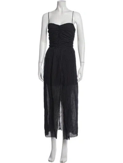 Pre-owned Masscob Linen Long Dress In Grey