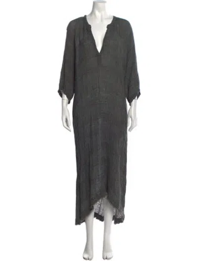 Pre-owned Masscob Linen Long Dress In Grey