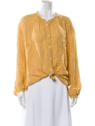 Pre-owned Masscob Linen Long Sleeve Blouse In Yellow
