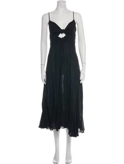 Pre-owned Masscob Linen Midi Length Dress In Black