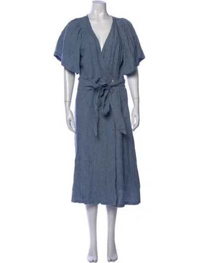 Pre-owned Masscob Linen Midi Length Dress In Blue