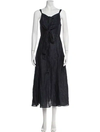 Pre-owned Masscob Linen Midi Length Dress In Blue