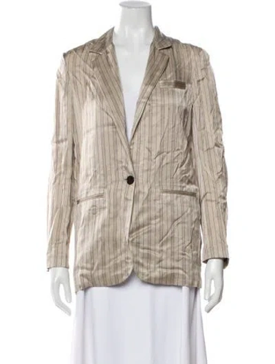 Pre-owned Masscob Linen Printed Button-up Top In Neutral