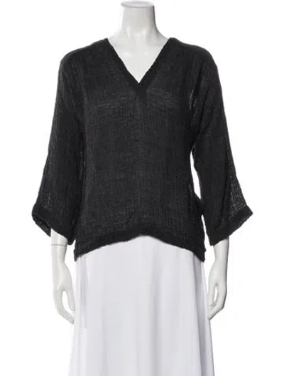 Pre-owned Masscob Linen V-neck Blouse In Gray