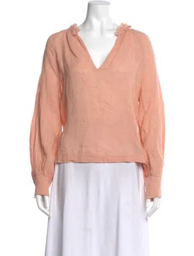 Pre-owned Masscob Linen V-neck Blouse In Pink