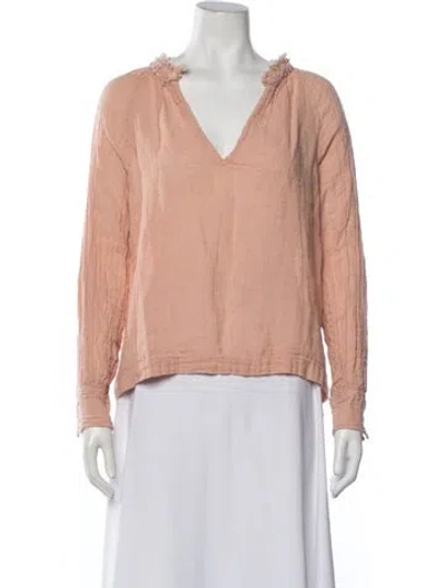 Pre-owned Masscob Linen V-neck Blouse In Pink