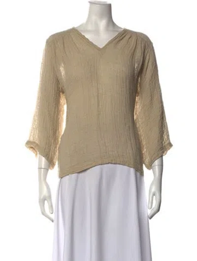 Pre-owned Masscob Linen V-neck Top In Neutrals