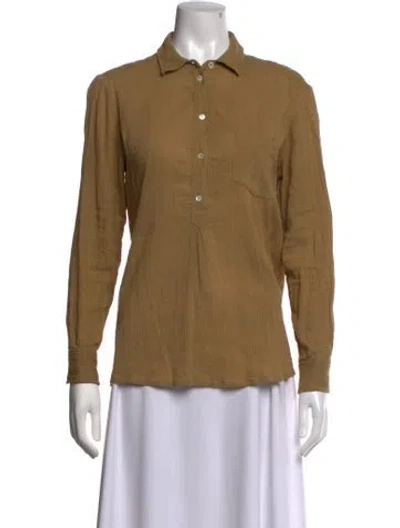 Pre-owned Masscob Long Sleeve Button-up Top In Brown