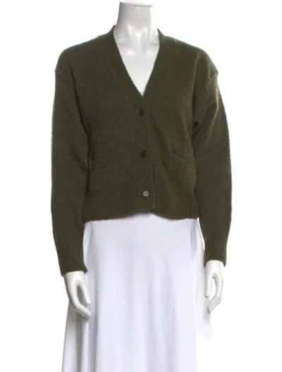 Pre-owned Masscob Merino Wool V-neck Sweater W/ Tags In Green