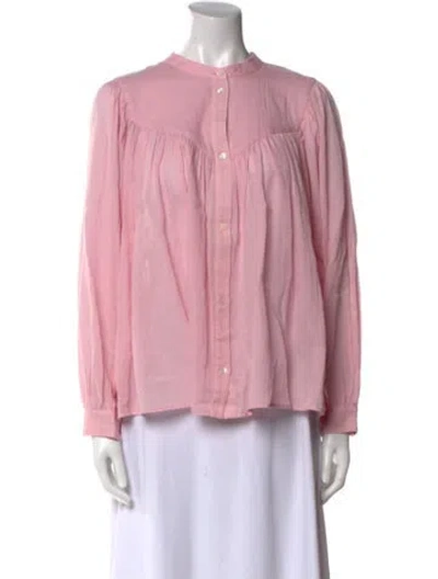 Pre-owned Masscob Mock Neck Long Sleeve Blouse In Pink