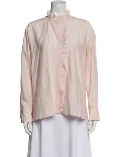 Pre-owned Masscob Mock Neck Long Sleeve Blouse In Pink