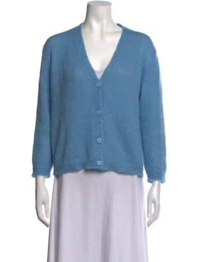 Pre-owned Masscob Mohair V-neck Sweater In Blue