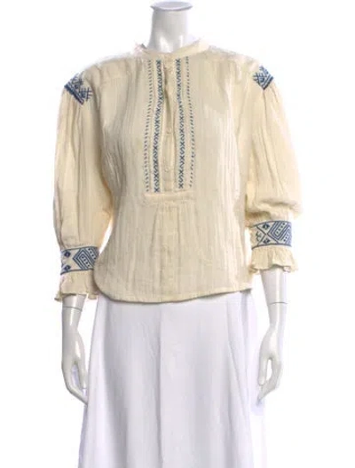Pre-owned Masscob Patterned Three-quarter Sleeve Blouse In Neutral