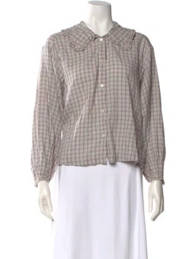 Pre-owned Masscob Plaid Print Long Sleeve Blouse In Multi