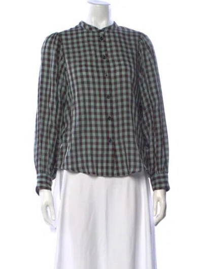Pre-owned Masscob Plaid Print Long Sleeve Blouse In Multi