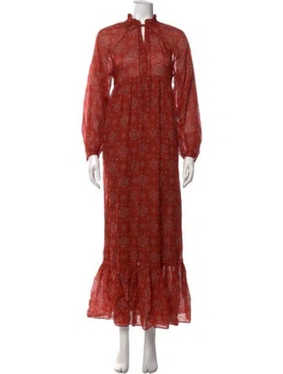 Pre-owned Masscob Printed Long Dress In Red