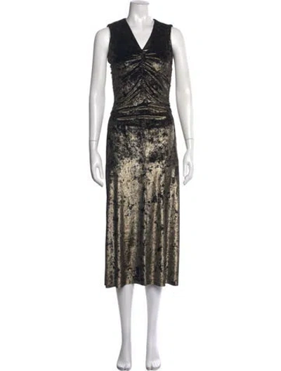 Pre-owned Masscob Printed Midi Length Dress In Black