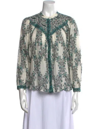 Pre-owned Masscob Printed Mock Neck Blouse In Multi