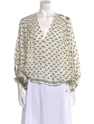Pre-owned Masscob Printed V-neck Blouse In Neutral
