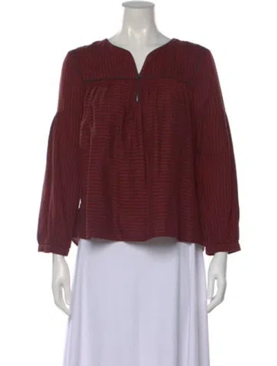 Pre-owned Masscob Printed V-neck Blouse In Red