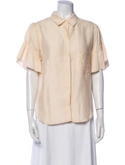 Pre-owned Masscob Short Sleeve Button-up Top In Neutral