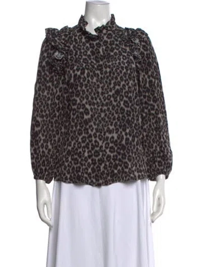 Pre-owned Masscob Silk Animal Print Blouse In Black