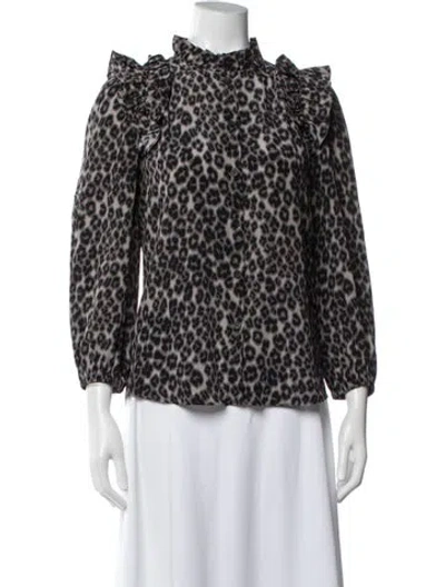 Pre-owned Masscob Silk Animal Print Blouse In Black