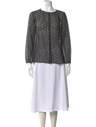 Pre-owned Masscob Silk Floral Print Blouse In Gray