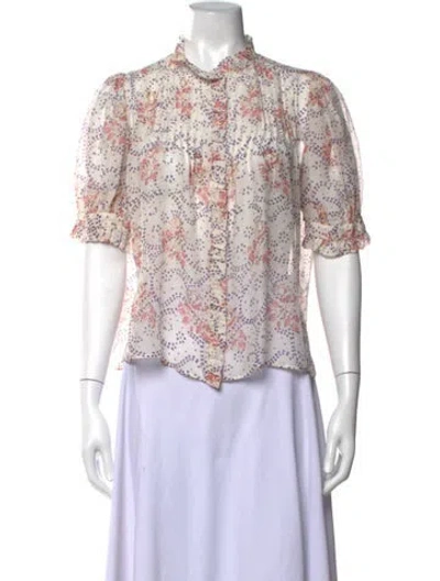 Pre-owned Masscob Silk Floral Print Blouse In Multicolor