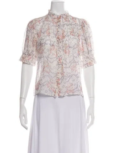 Pre-owned Masscob Silk Floral Print Blouse In Multicolor