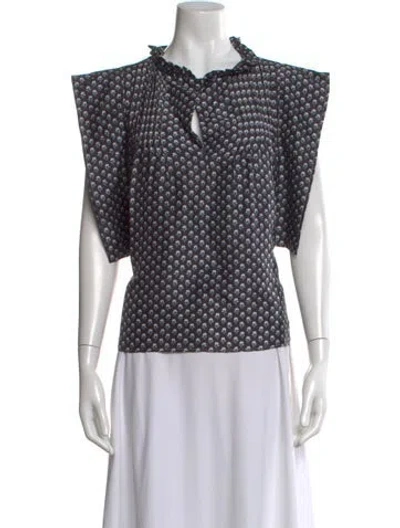 Pre-owned Masscob Silk Floral Print Blouse In White