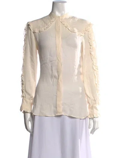 Pre-owned Masscob Silk Long Sleeve Blouse In Neutrals