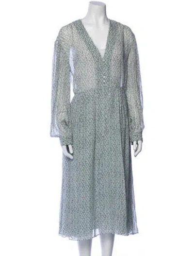 Pre-owned Masscob Silk Midi Length Dress In Blue